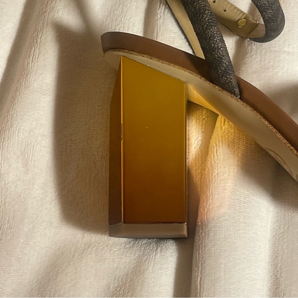 MICHAEL Michael Kors Brown and Gold 3 inch heels leather ankle strap Womens 8M - Picture 5 of 10
